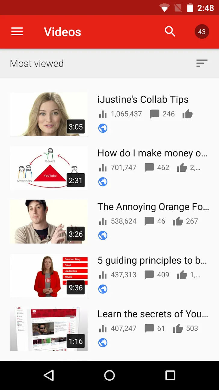 Творческая студия YouTube Screenshot 3