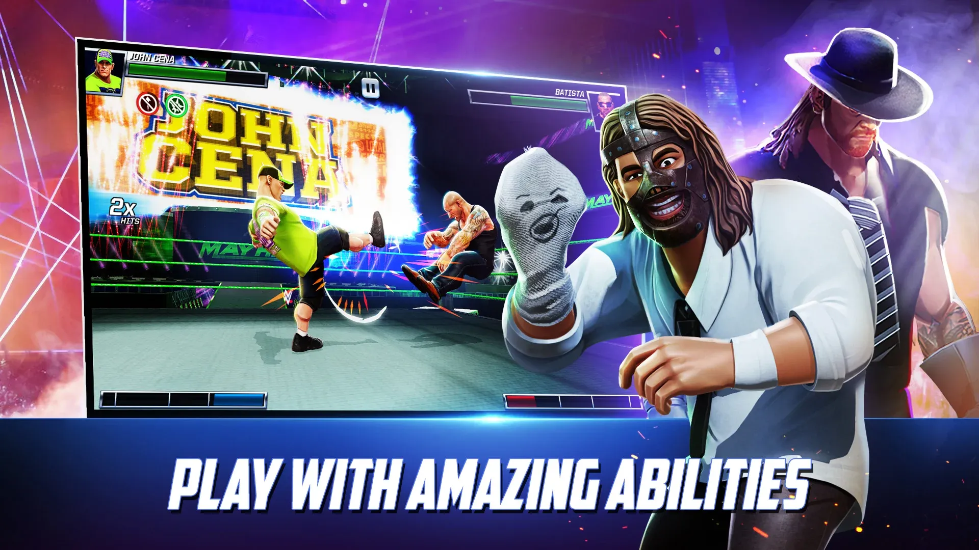 WWE Mayhem v1.81.127 APK Мод (Меню, Один удар, Режим бога, Деньги) Screenshot 3