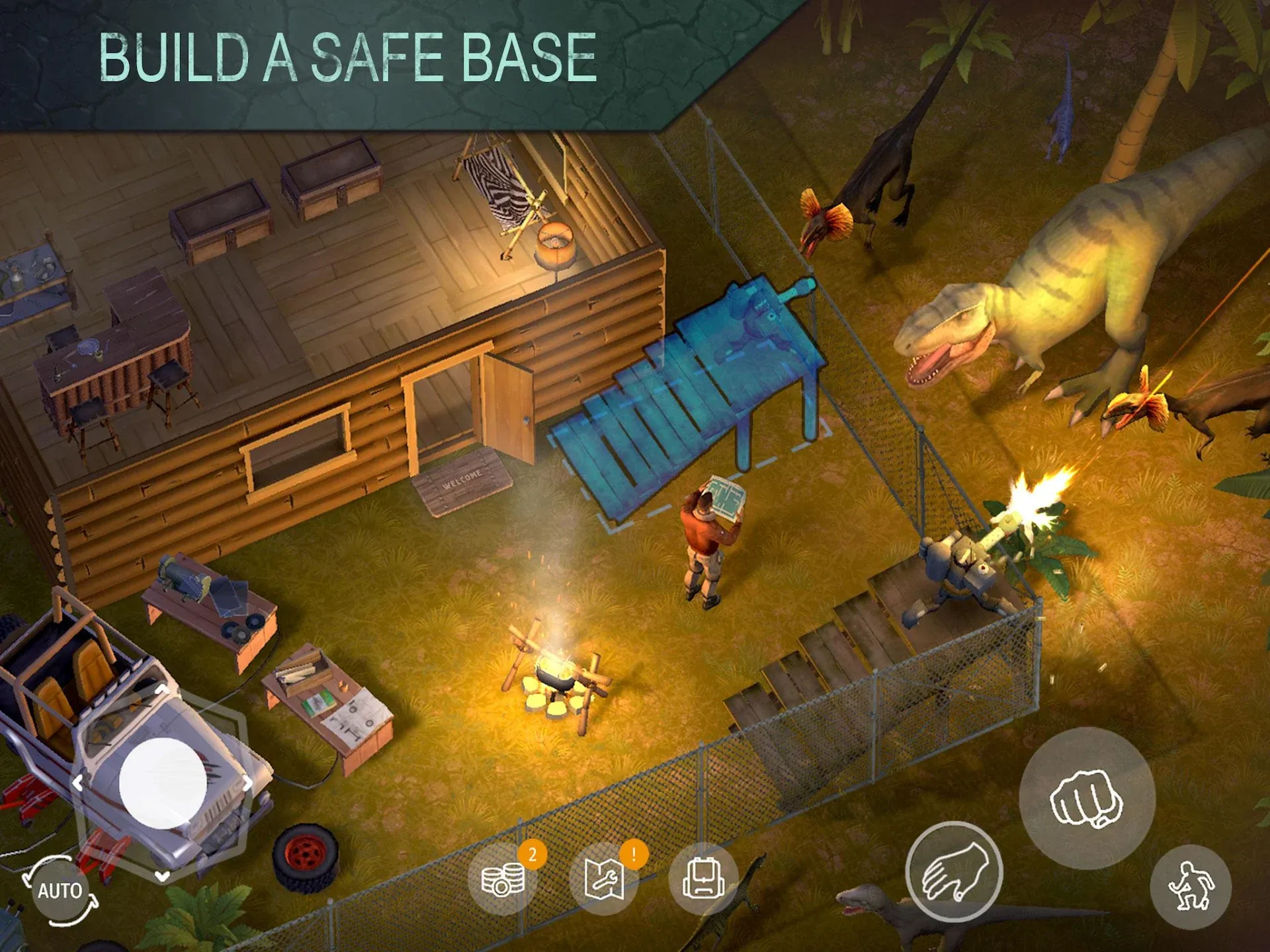 Jurassic Survival v2.7.8 APK Мод (Меню, Один удар, Бесплатный крафт) Screenshot 5