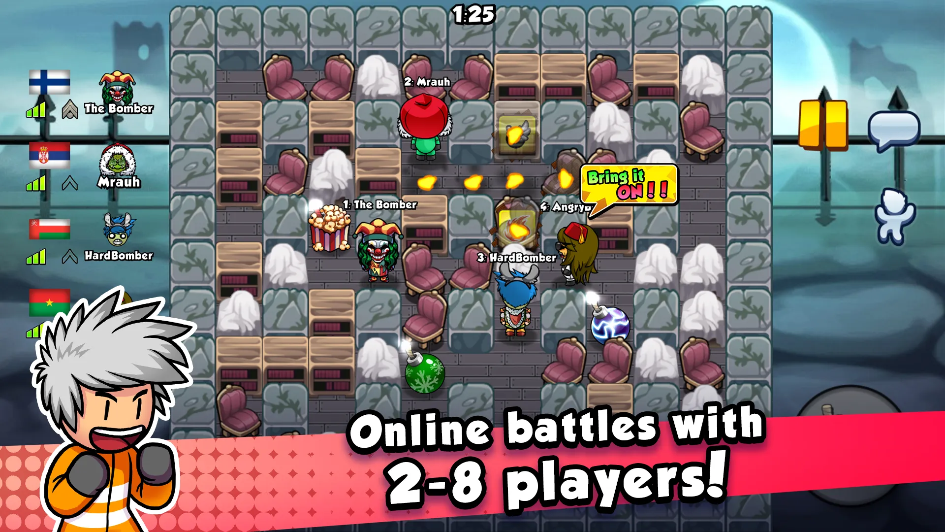 Bomber Friends v6.02 APK Мод (Меню, Skins Unlocked, God Mode) Screenshot 2 Bomber Friends v6.02 APK Мод (Меню, Skins Unlocked, God Mode) Screenshot 2