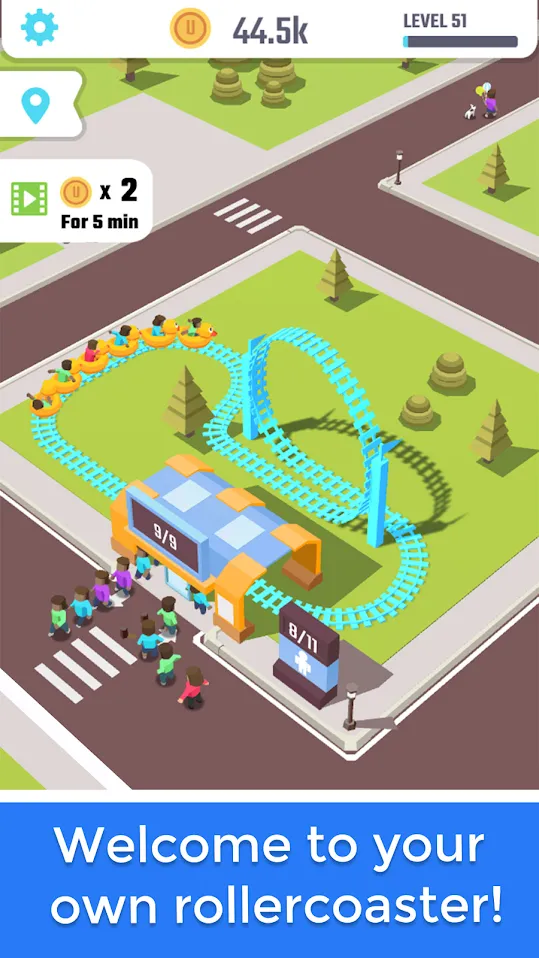 Idle Roller Coaster [мод: много денег] Screenshot 1