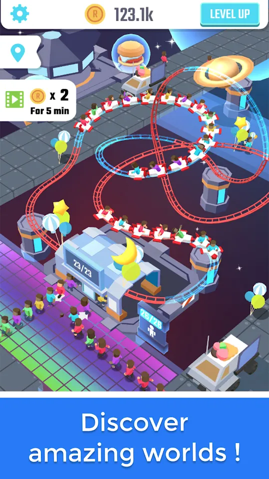 Idle Roller Coaster [мод: много денег] Screenshot 3