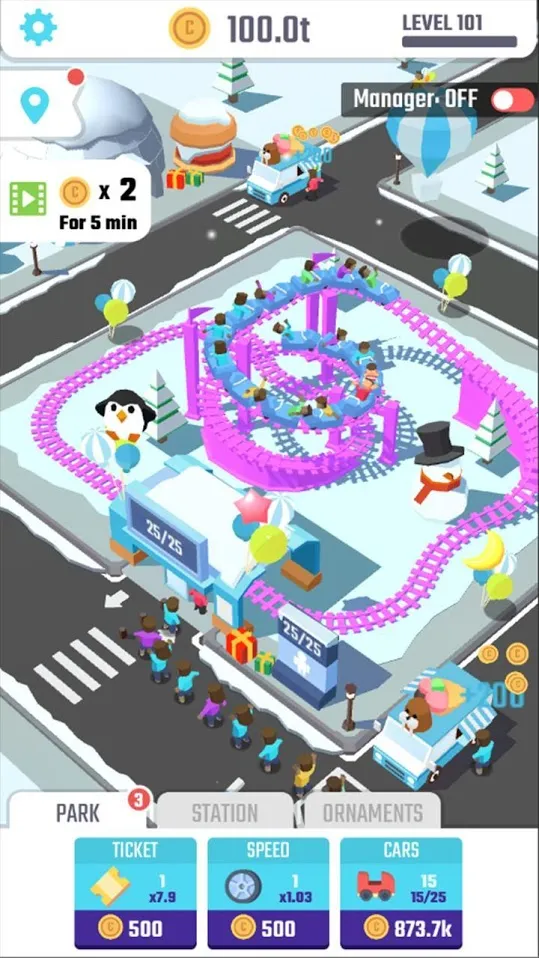 Idle Roller Coaster [мод: много денег] Screenshot 5