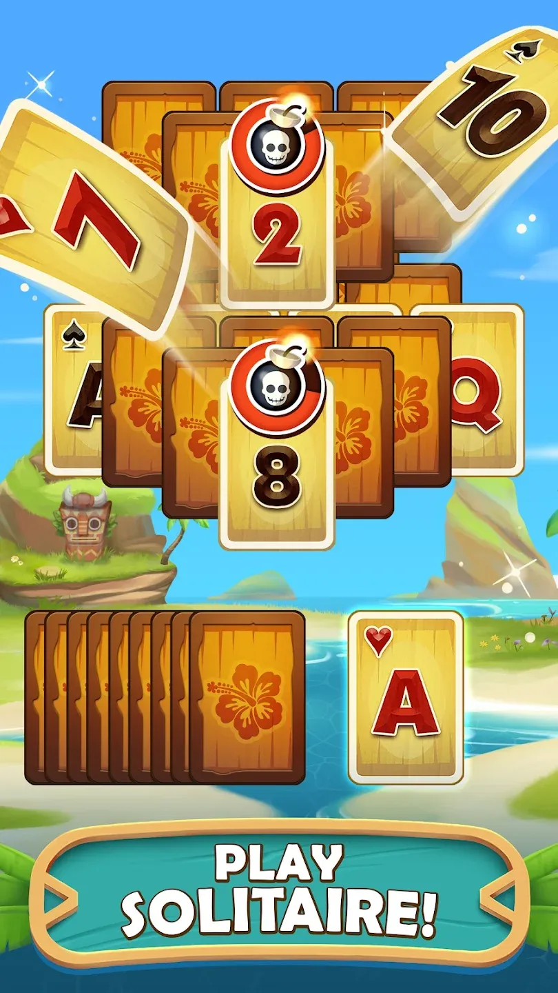 Tiki Solitaire TriPeaks v15.0.0.116456 APK Мод (Меню, Острова разблокированы, Анти-бан) Screenshot 1