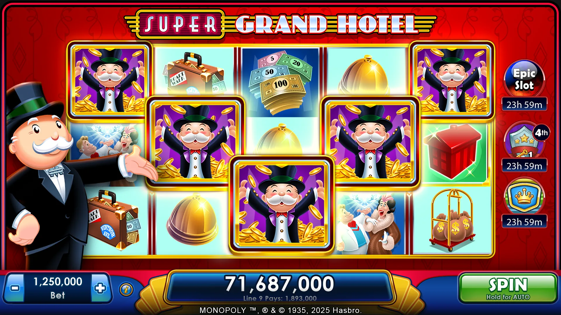MONOPOLY Slots v5.5.2 APK Мод (Много денег) Screenshot 2