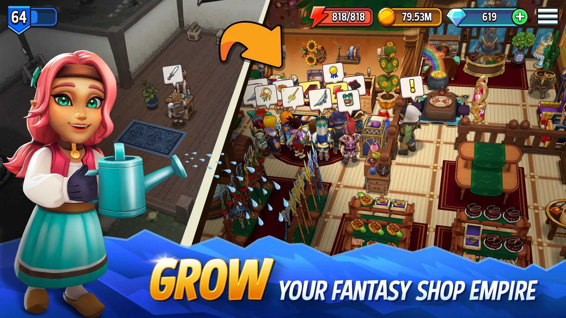 Shop Titans: Crafting Tycoon v26.3.0 APK Мод (Много денег) Screenshot 1