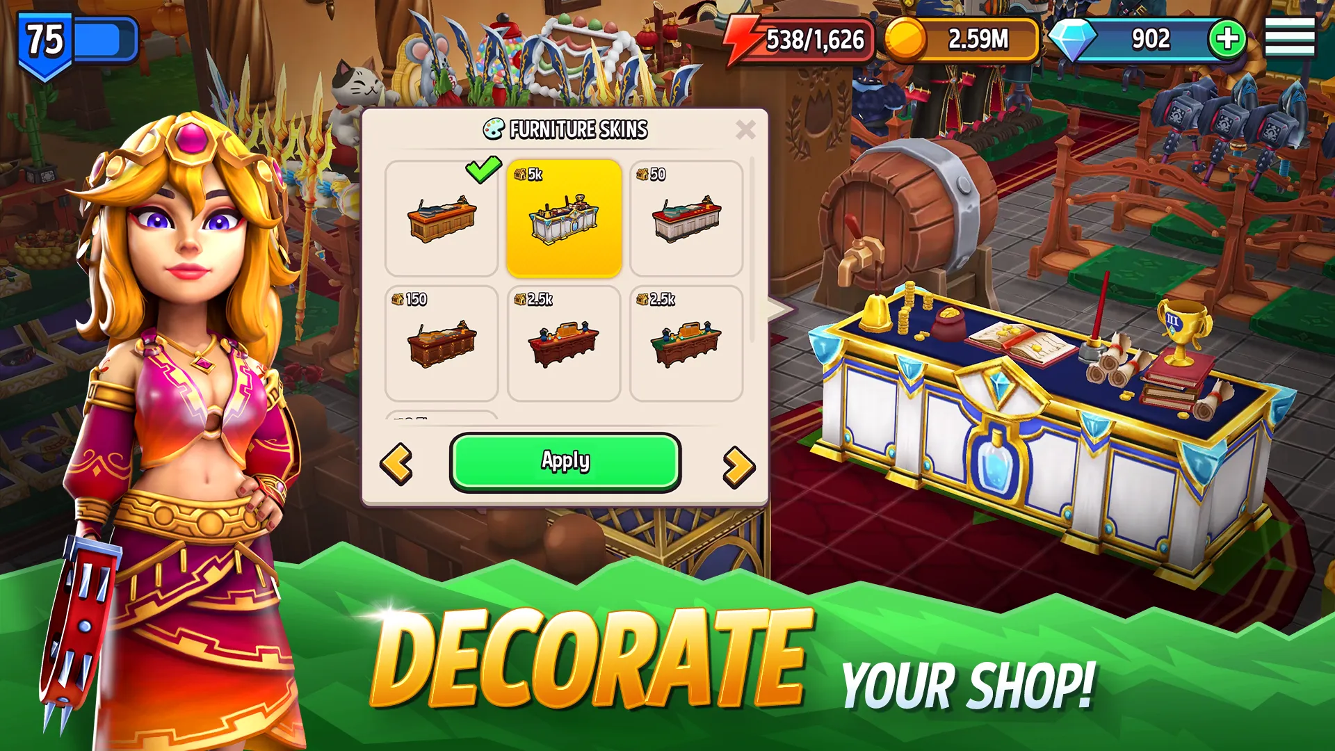 Shop Titans: Crafting Tycoon v26.3.0 APK Мод (Много денег) Screenshot 3