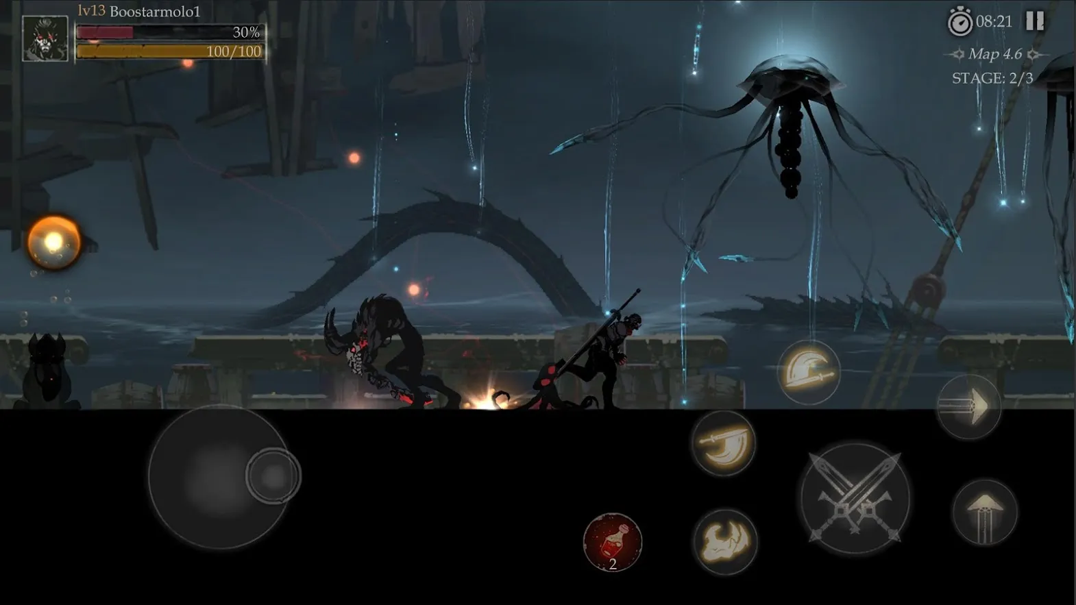 Shadow of Death 2 v2.2.1.0 APK Мод (Меню, Один удар, Режим бога, Много душ) Screenshot 5