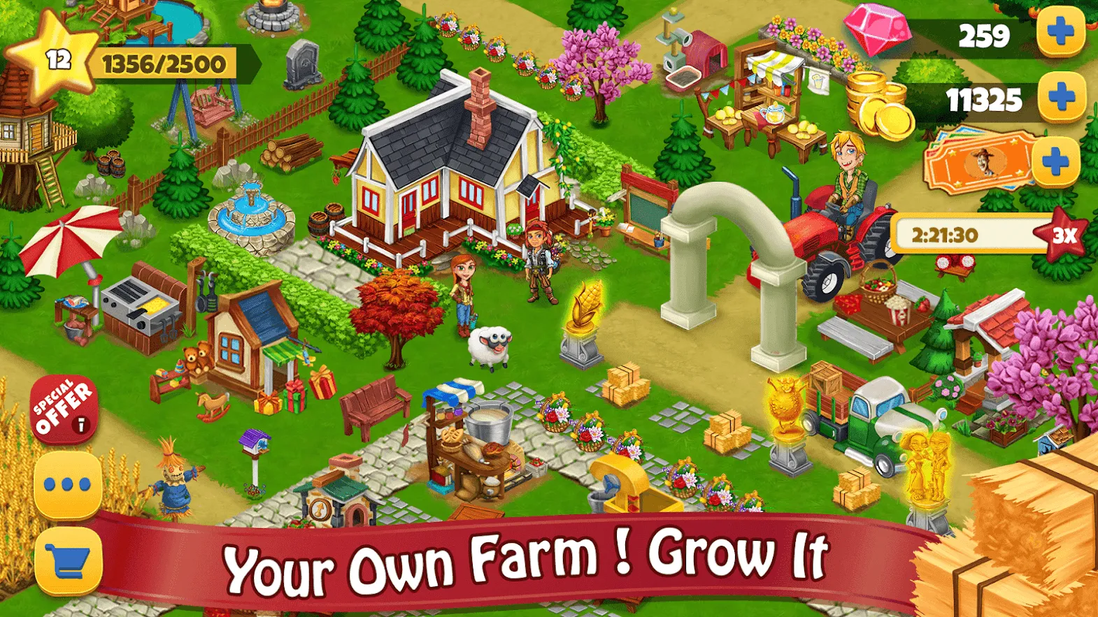 Farm Day Village фермер: Offline игры [мод: много денег] Screenshot 1