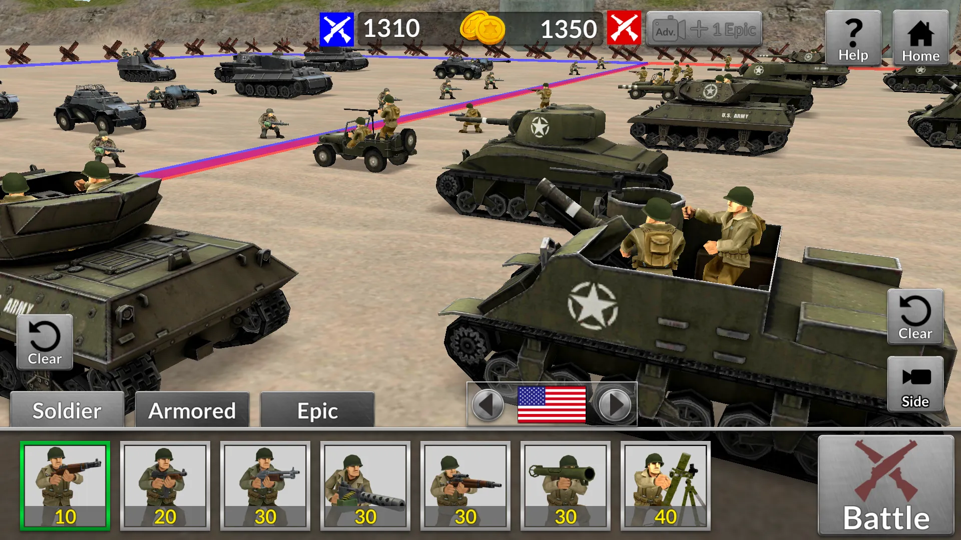 WW2 Battle Simulator [мод: много денег] Screenshot 4