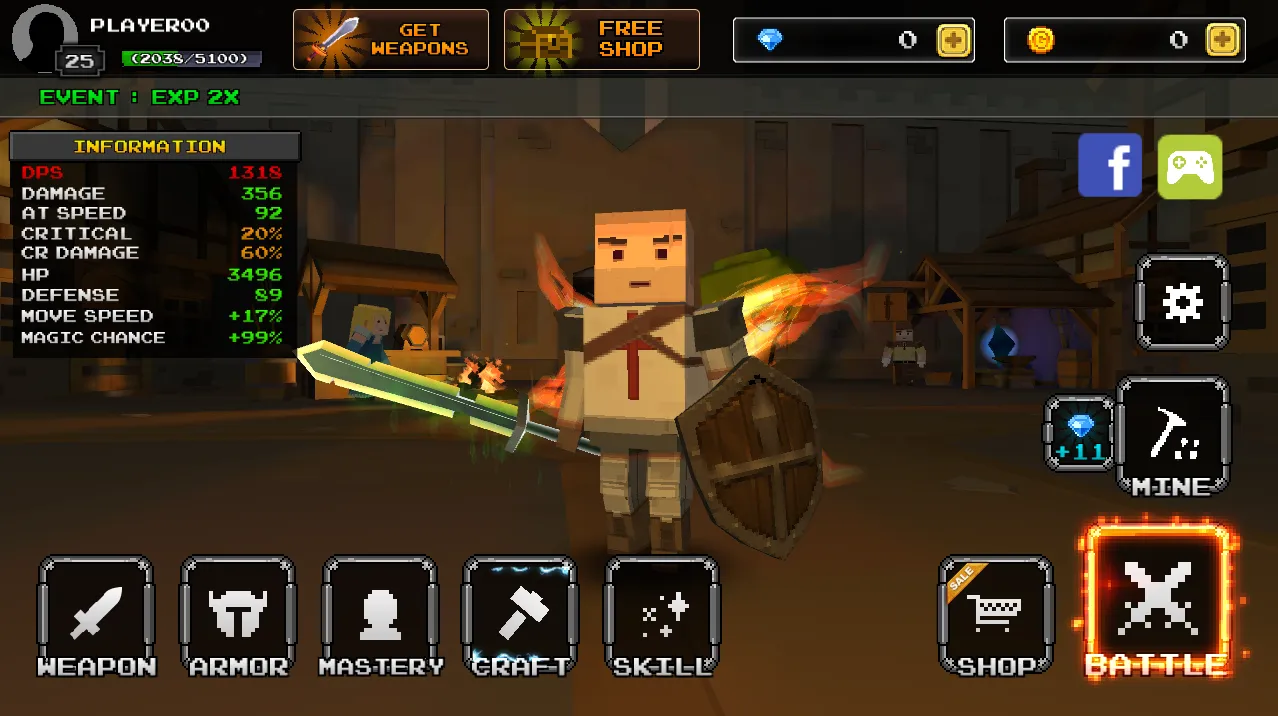 Pixel Blade M VIP v9.7.3 APK Мод (Меню, Много денег, Множитель урона) Screenshot 1