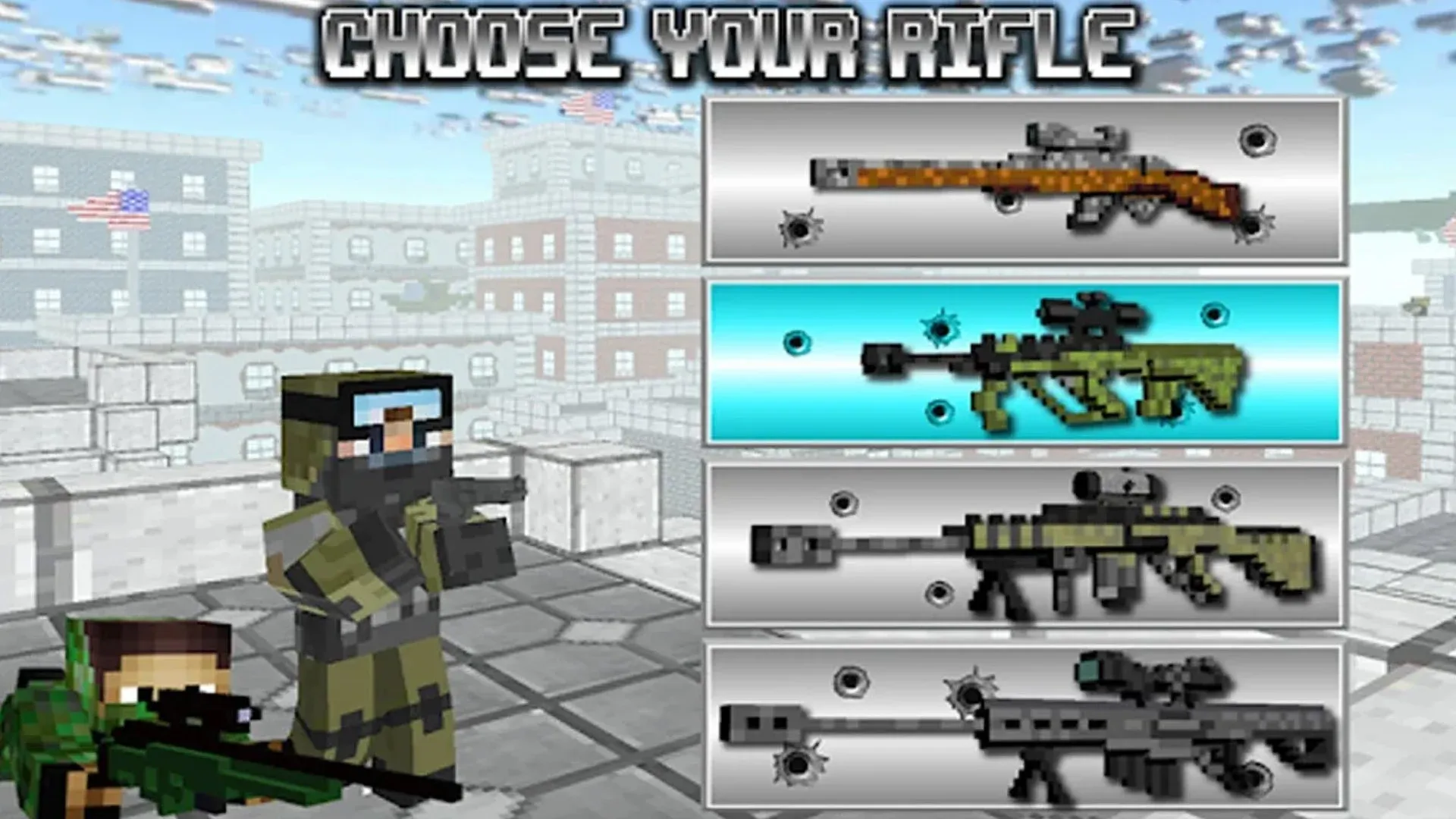 American Block Sniper Survival v1.147 APK Мод (Режим бога) Screenshot 1 American Block Sniper Survival v1.147 APK Мод (Режим бога) Screenshot 1