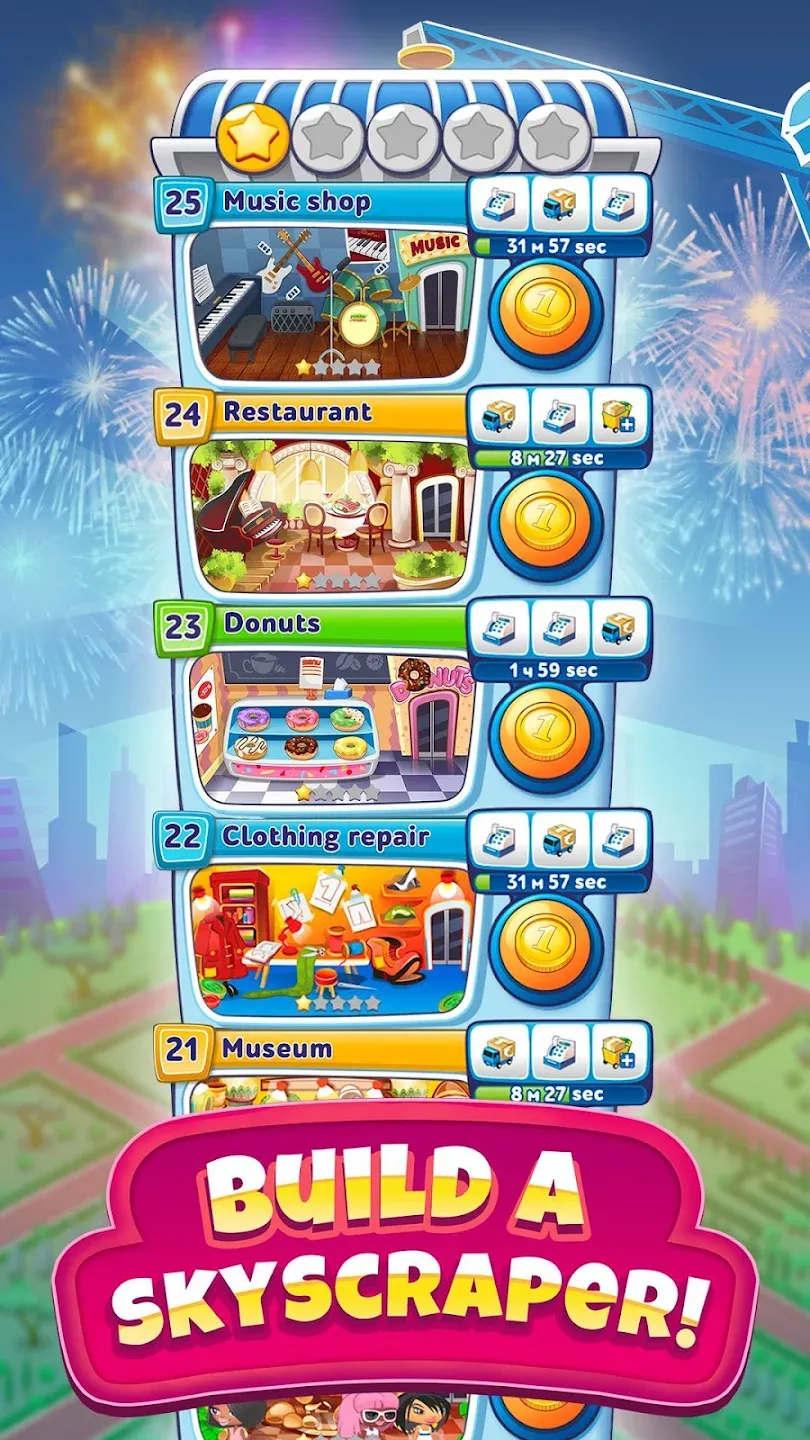 Небоскреб Мечты: дом и кофейня v3.58.1 APK Мод (Много денег) Screenshot 1