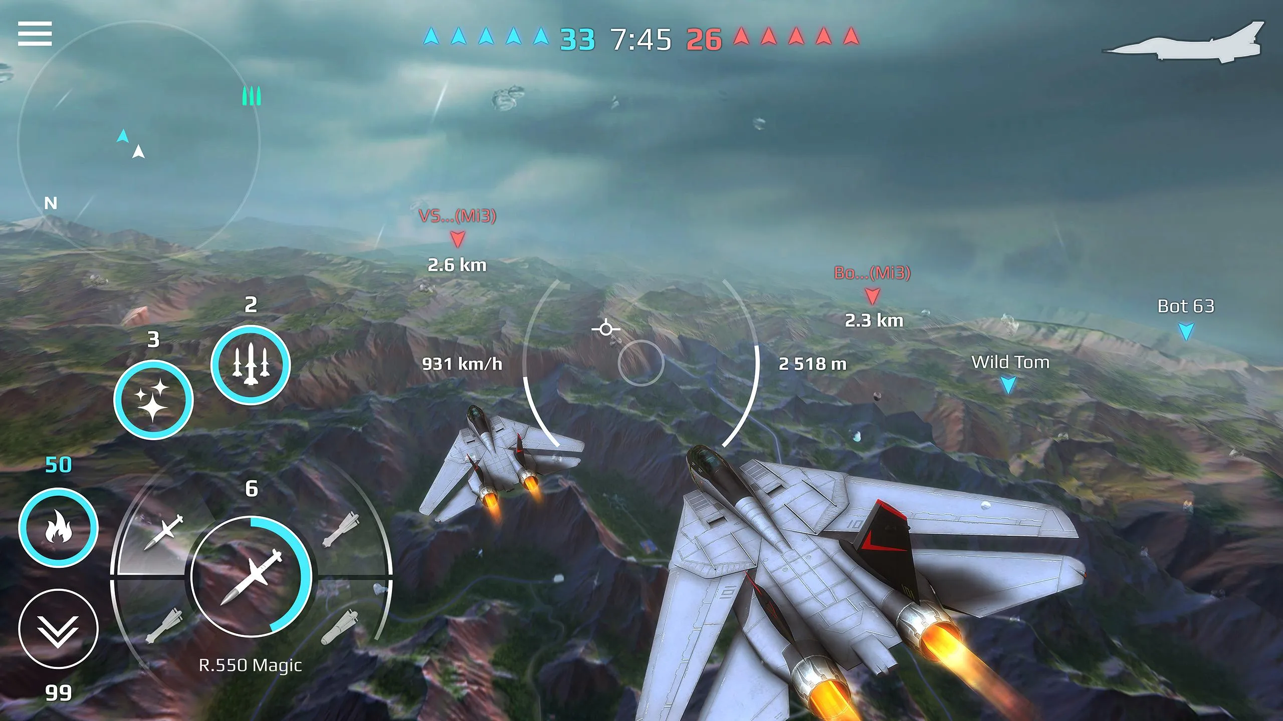 Sky Combat: онлайн ПВП бои на самолётах 5х5 [мод: бесконечные ракеты] Screenshot 4