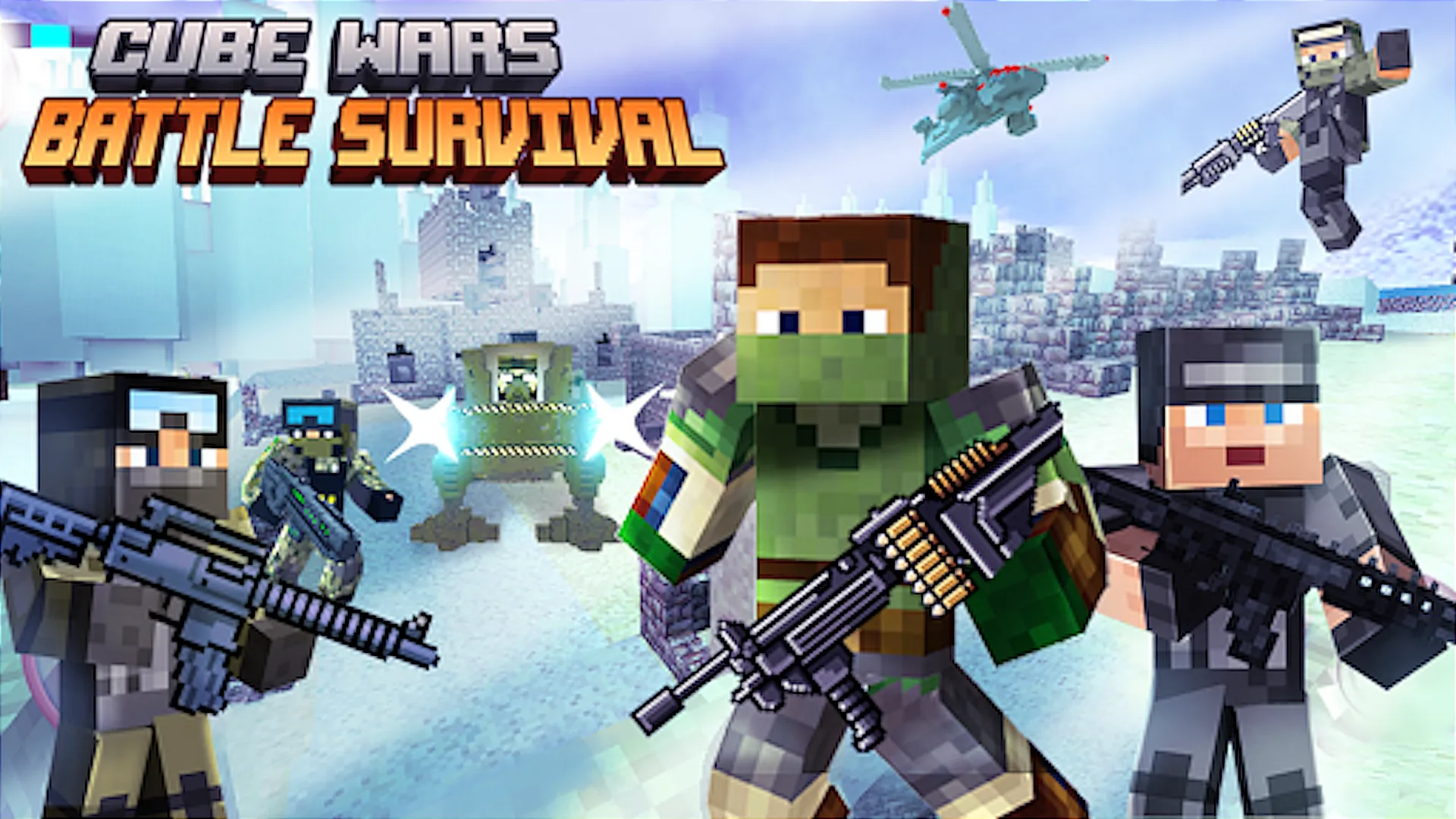 Cube Wars Battle Survival v1.91 APK Мод (Режим бога) Screenshot 1