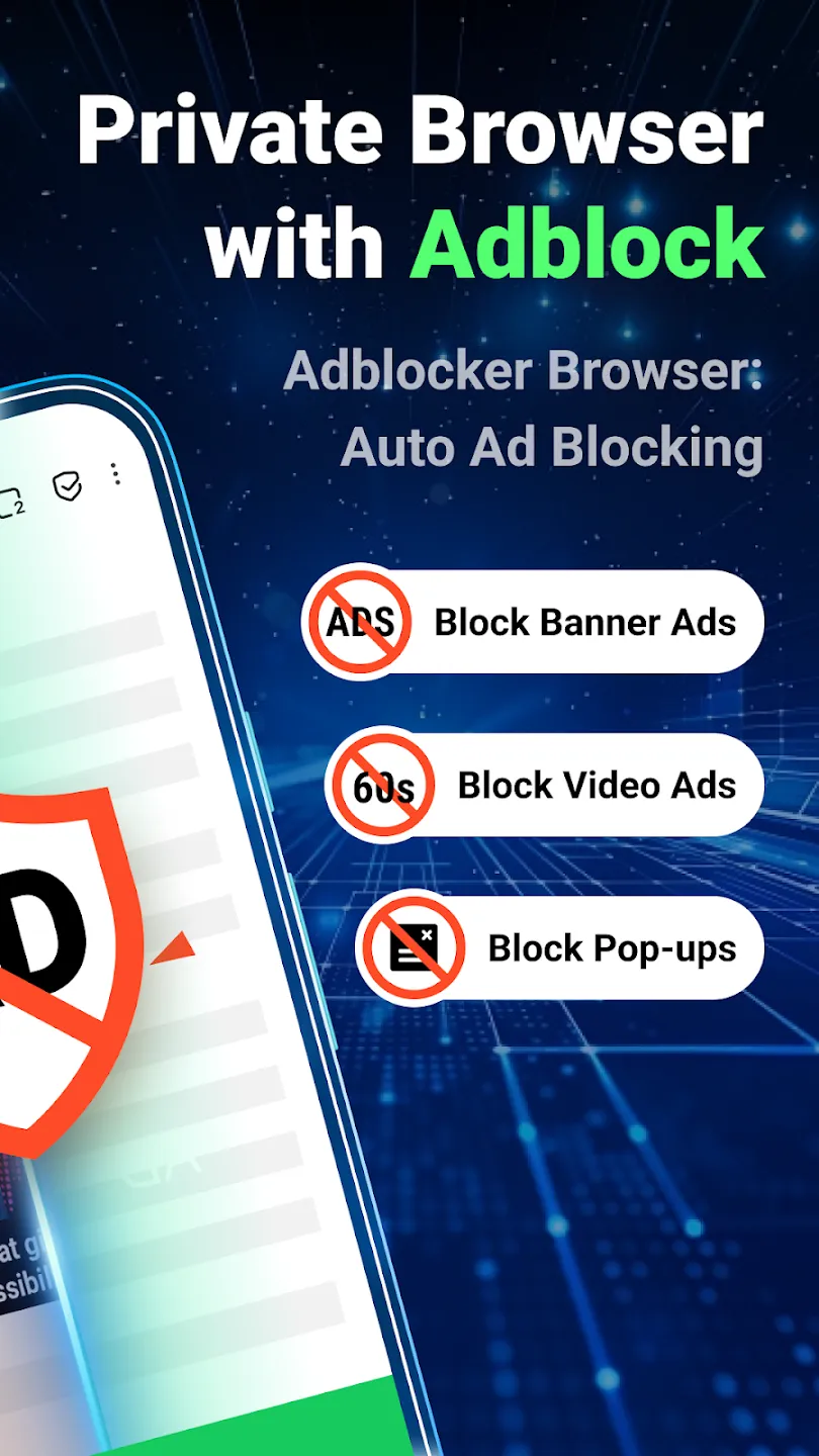 Free Adblocker Browser v139.1.4068 APK Мод (Всё открыто, Premium) Screenshot 3