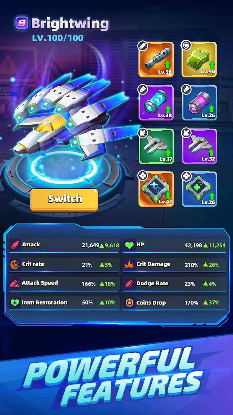 WinWing: Space Shooter v2.4.0 APK Мод (Меню, Множитель урона и здоровья) Screenshot 2