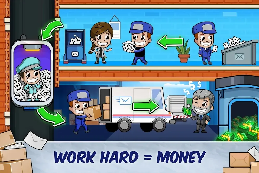 Idle Mail Tycoon [мод: много денег] Screenshot 1