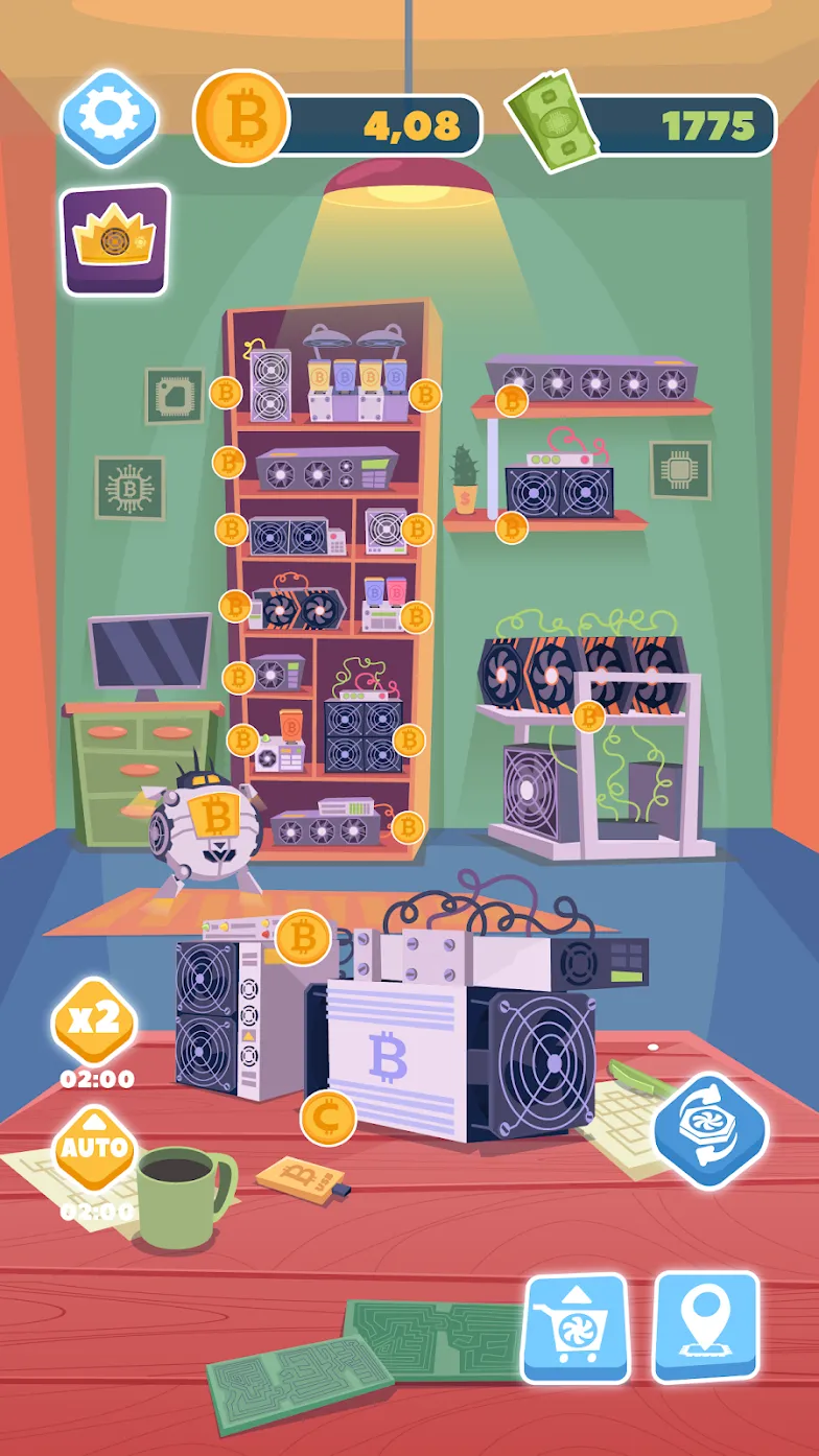Биткоин майнинг: симулятор [мод: много денег] Screenshot 2
