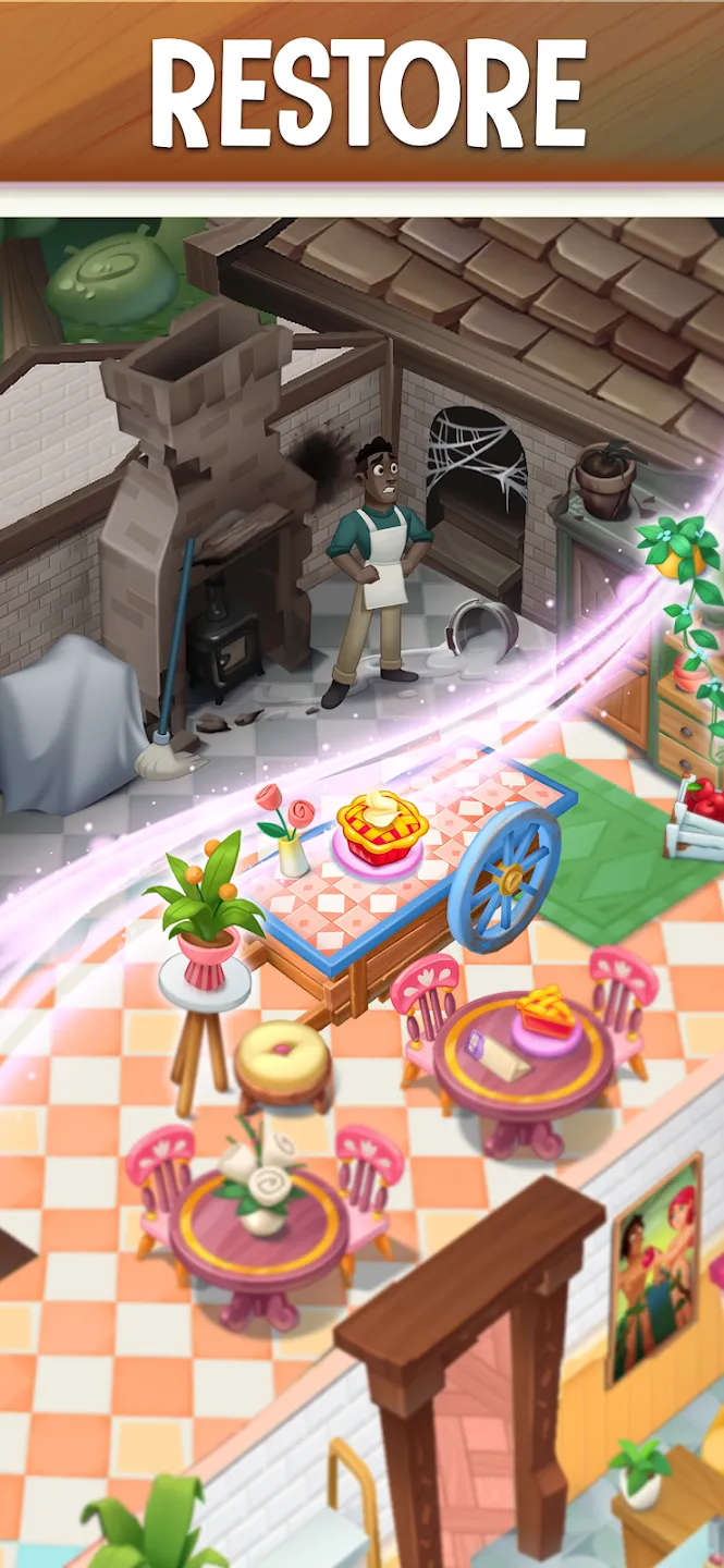 Love & Pies - Merge Mystery v0.75.0 APK Мод (Много бриллиантов) Screenshot 2