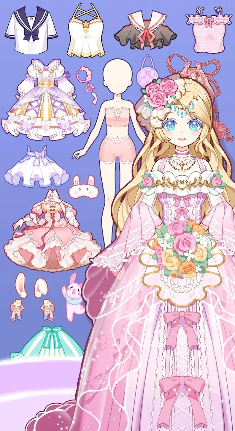 Anime Princess Dress Up Game [мод: бесплатные награды] Screenshot 3