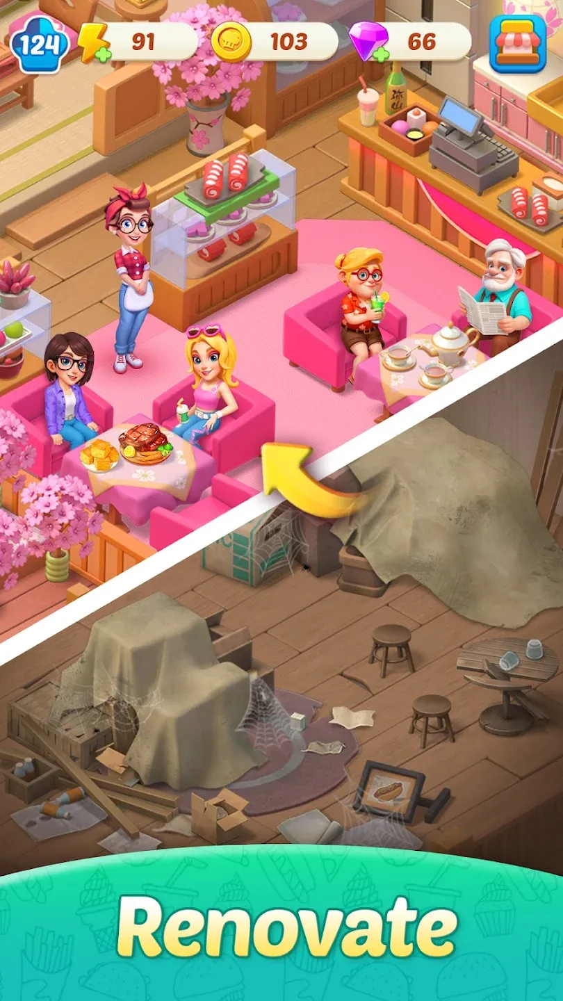 Соединяй и готовь Рестораны v1.40.0 APK Мод (Много денег) Screenshot 4 Соединяй и готовь Рестораны v1.40.0 APK Мод (Много денег) Screenshot 4