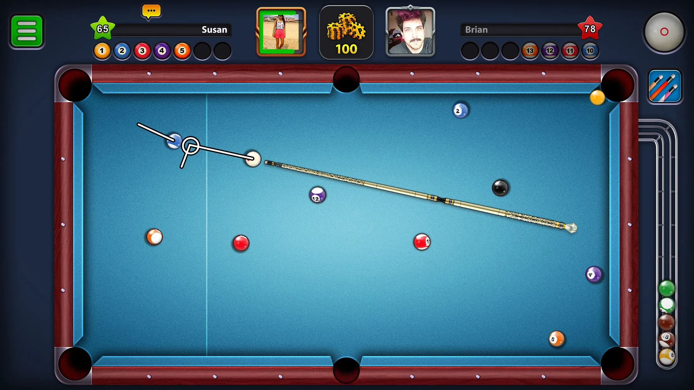 8 Ball Pool v56.22.0 APK Мод (Мега Меню, Длинная линия, Мега Хит) Screenshot 1