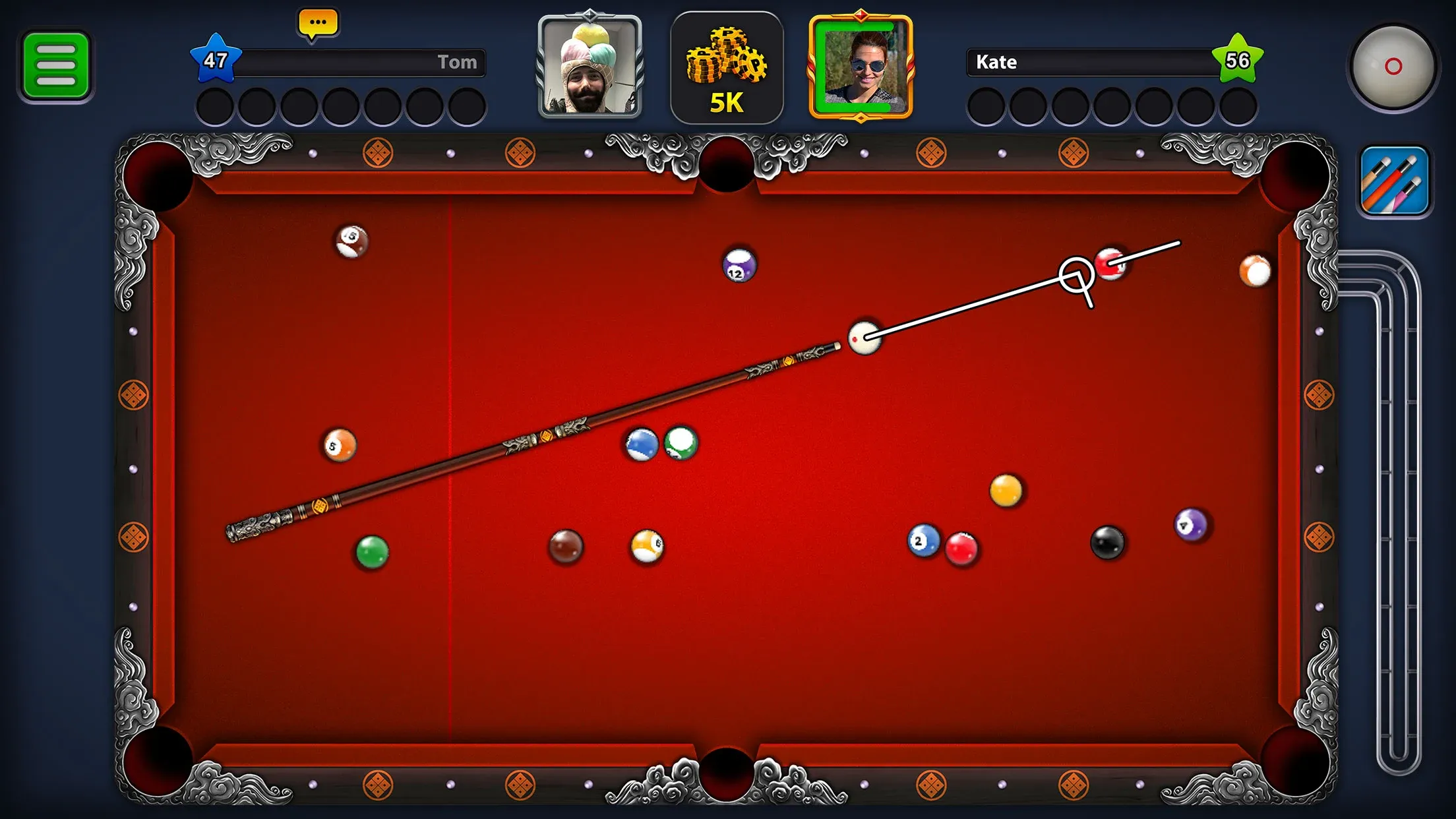8 Ball Pool v56.22.0 APK Мод (Мега Меню, Длинная линия, Мега Хит) Screenshot 2