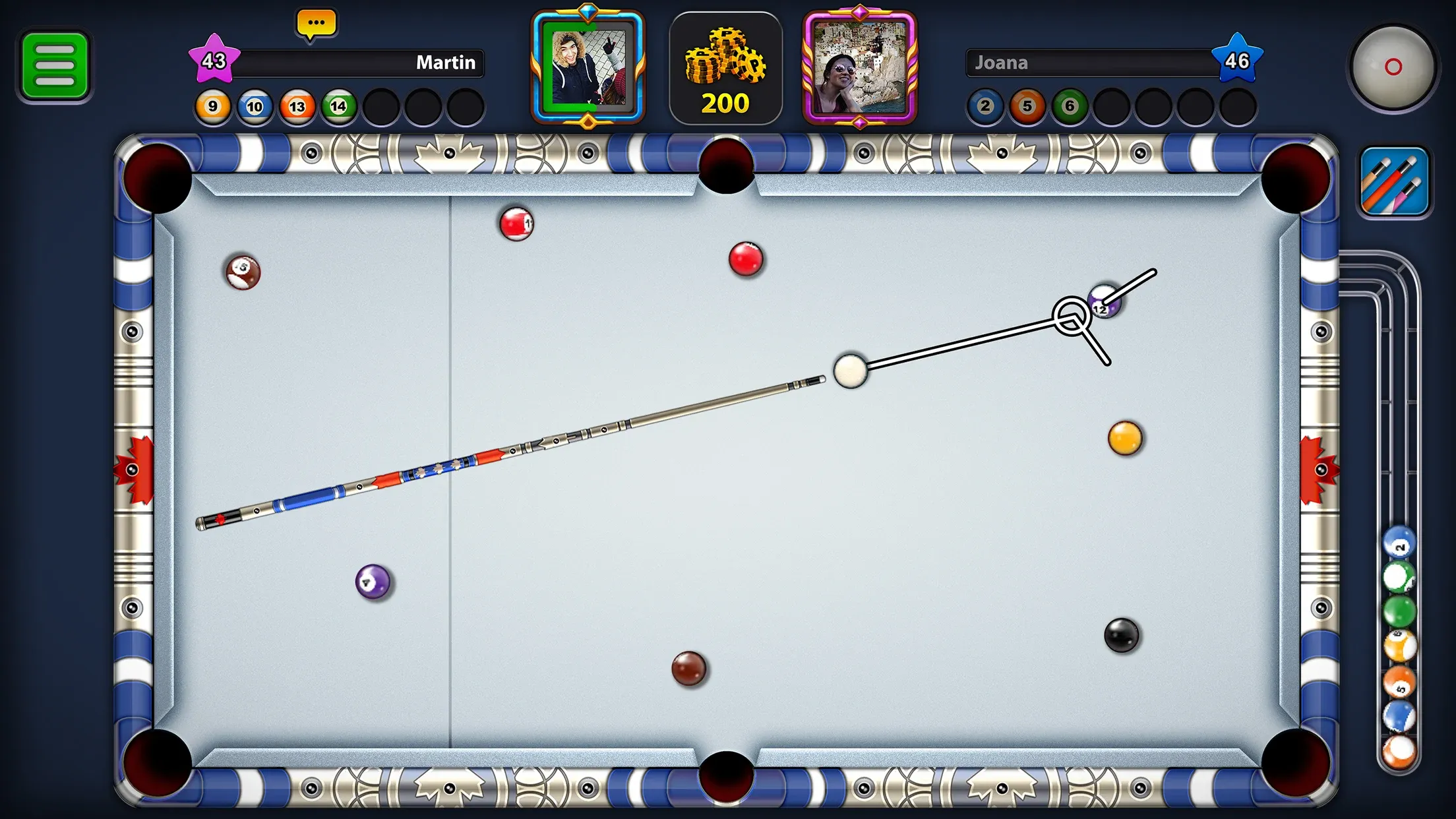 8 Ball Pool v56.22.0 APK Мод (Мега Меню, Длинная линия, Мега Хит) Screenshot 3